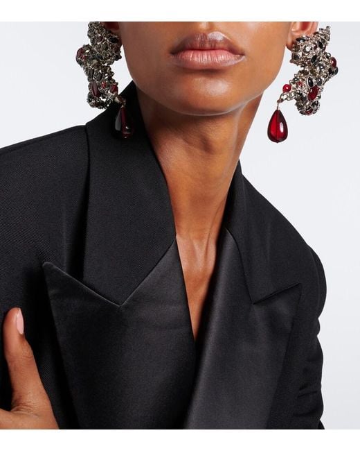 Saint Laurent Red Dove Embellished Clip-On Earrings