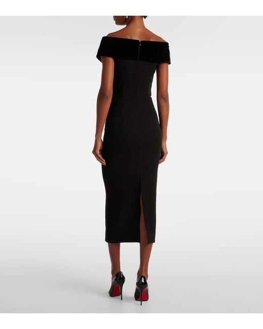 Roland Mouret Black Off-Shoulder Velvet Gown