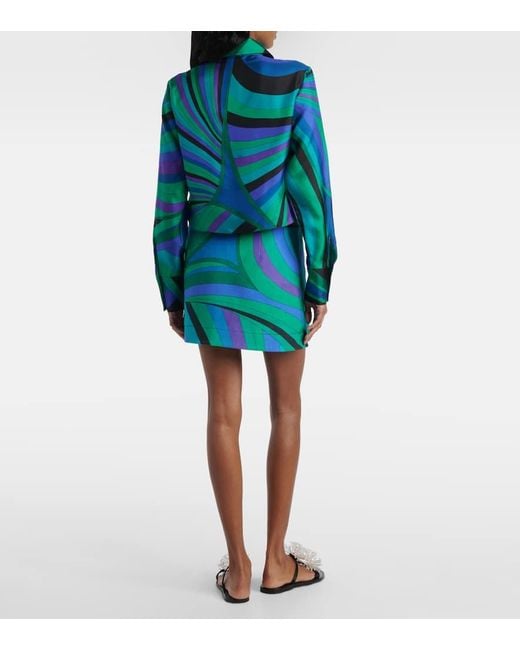 Emilio Pucci Blue Hemd Iride Aus Seide