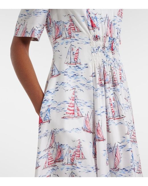 Emilia Wickstead White Khloe Printed Wool Midi Dress
