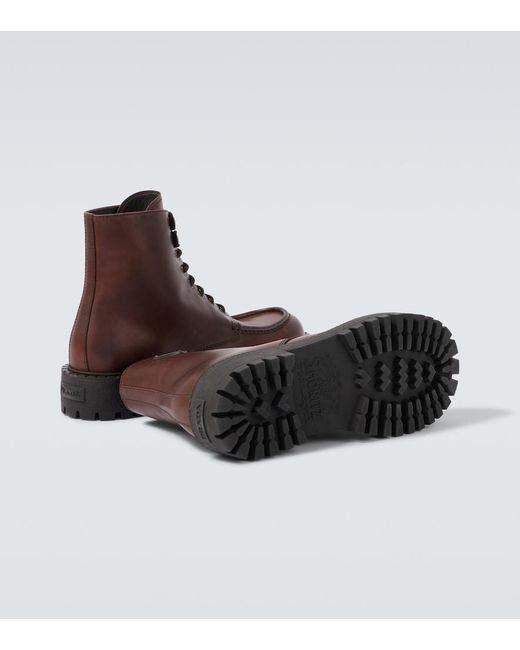 Prada Brown Leather Lace-Up Boots for men