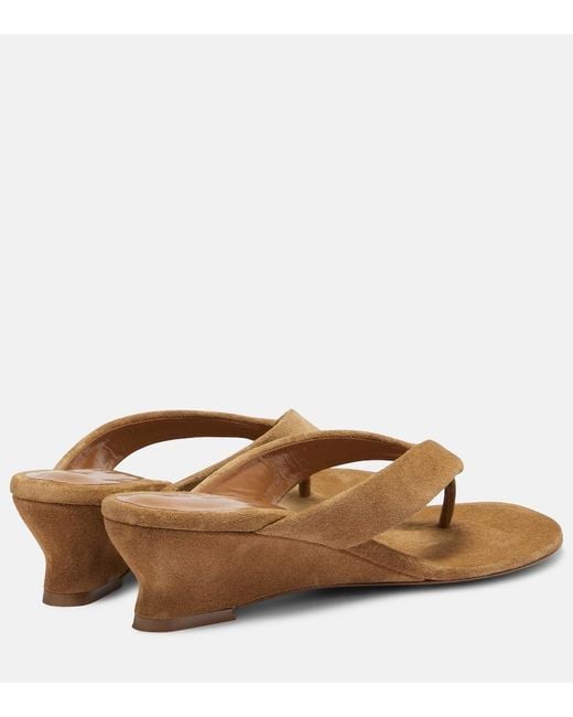 Le Monde Beryl Brown Micro Wedge 40 Suede Thong Sandals