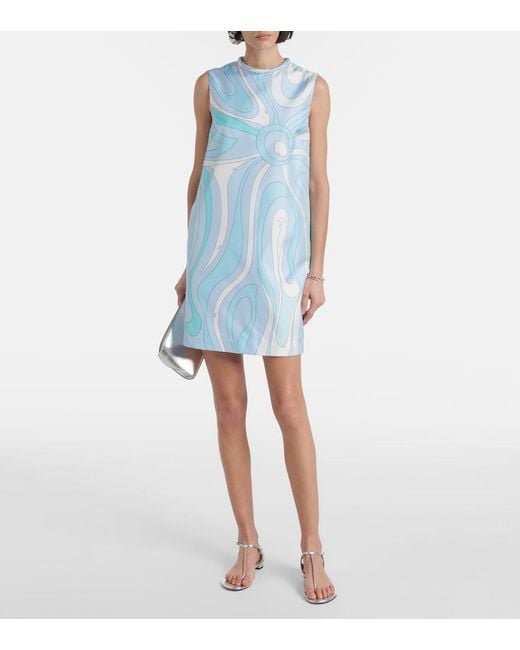 Emilio Pucci Blue Minikleid Marmo Aus Seide