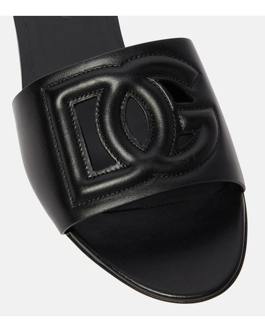 Sandali in pelle DG di Dolce & Gabbana in Black
