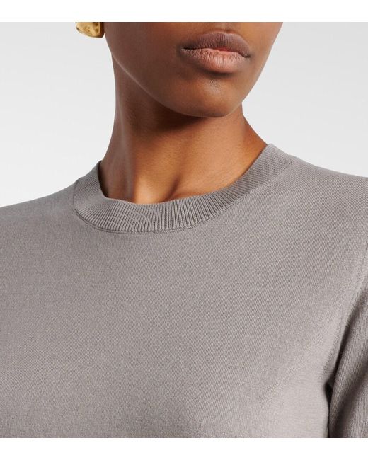 Max Mara Gray Cotton, Silk, And Cashmere Top