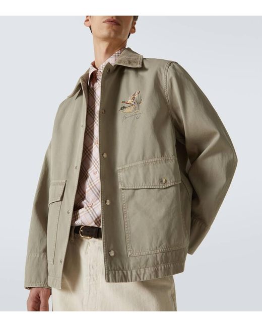 Burberry Natural Embroidered Cotton Twill Field Jacket for men