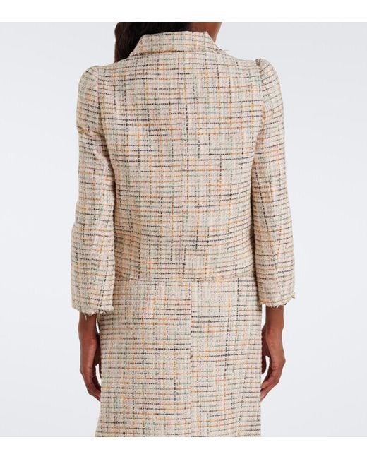 ShuShu/Tong Natural Checked Cotton-Blend Cropped Jacket