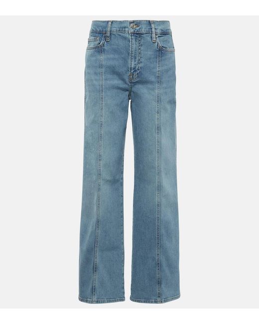 FRAME Blue High-Rise Jeans Le Slim Palazzo