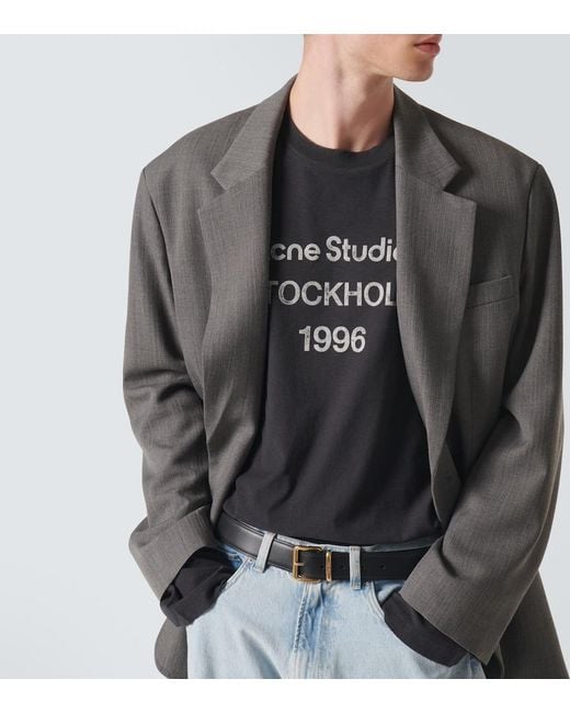 Acne Black Logo Distressed Jersey T-Shirt for men