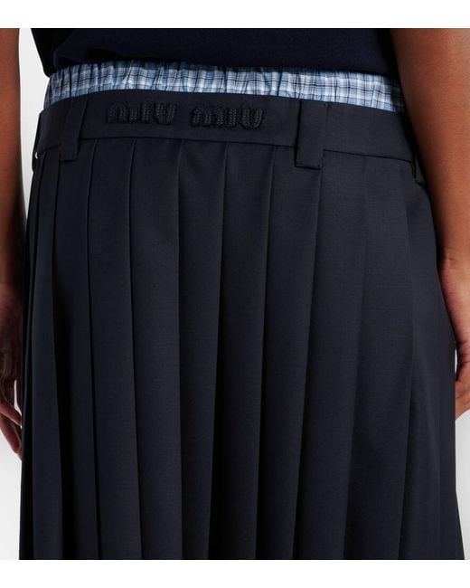 Jupe Midi En Laine Miu Miu en coloris Blue