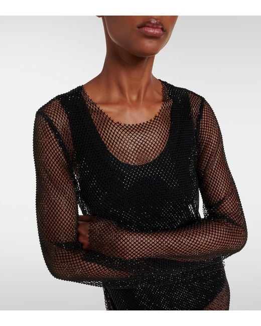 TOVE Gray Embellished Mesh Maxi Dress