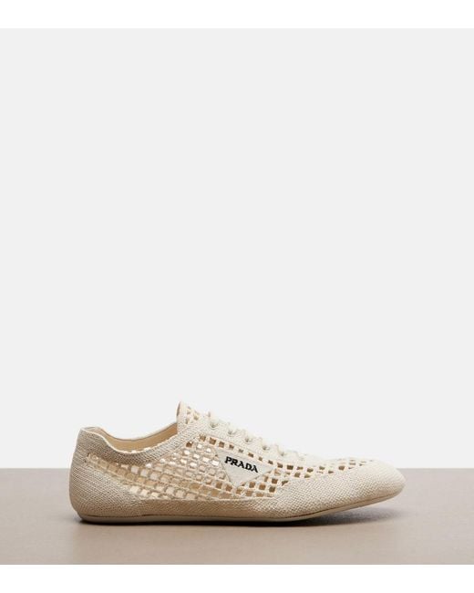 Prada White Collapse Crochet Sneakers