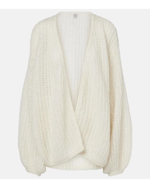 Totême White Open-Front Mohair-Blend Cardigan