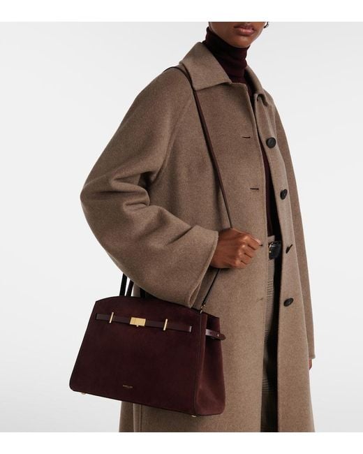 DeMellier London Red Tote Bag Huson Midi Aus Veloursleder