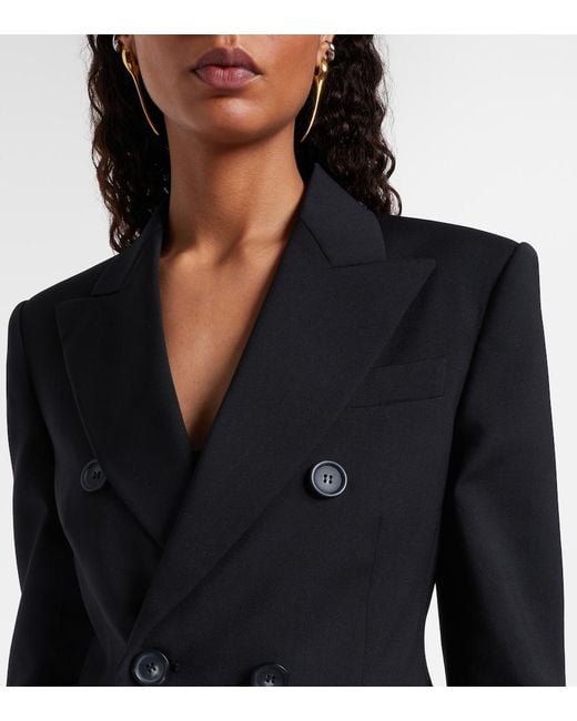 Sportmax Black Adamo Double-Breasted Wool Blazer