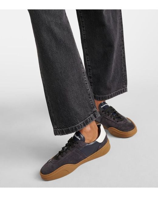 Acne Blue Sneakers Aus Leder Und Veloursleder