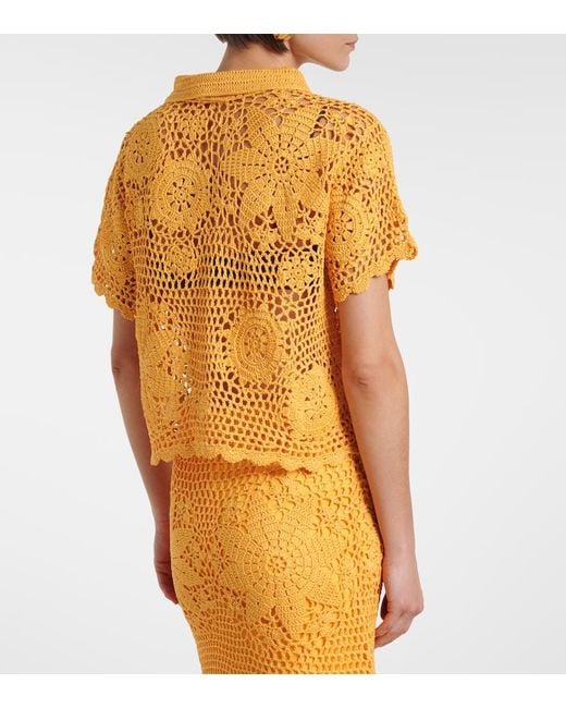 Jonathan Simkhai Yellow Macks Floral Crochet Cotton Shirt
