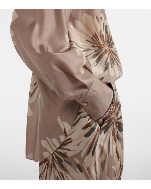 Brunello Cucinelli Natural Floral Silk Shirt