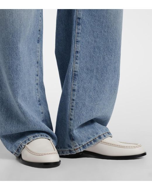 Tod's White Leather Loafers