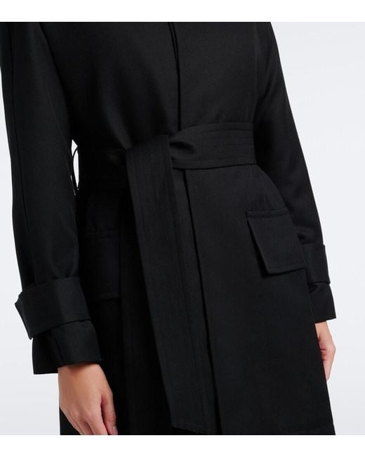 Victoria Beckham Black Philippa Virgin Wool Twill Trench Coat