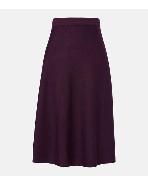 Jardin Des Orangers Purple Virgin Wool Midi Skirt