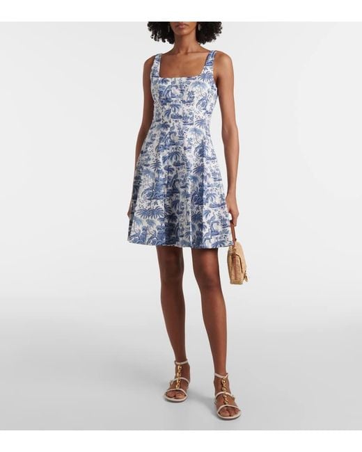 Staud Blue Wells Floral Cotton Minidress