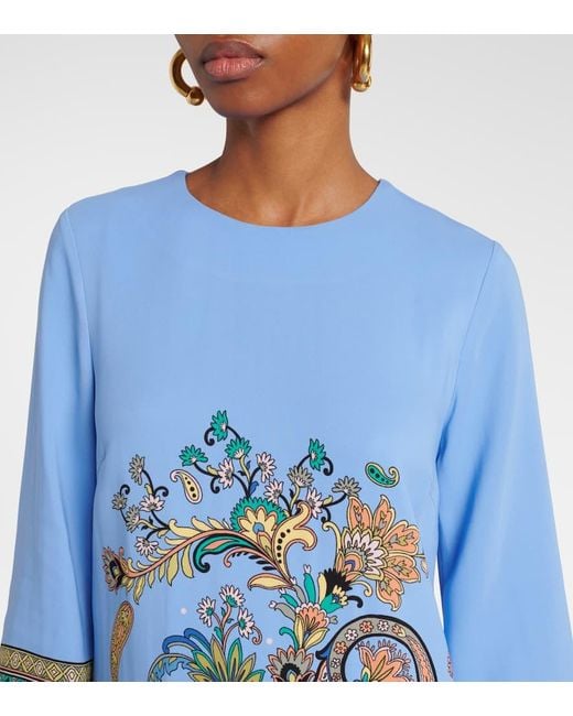 Etro Blue Bedrucktes Minikleid