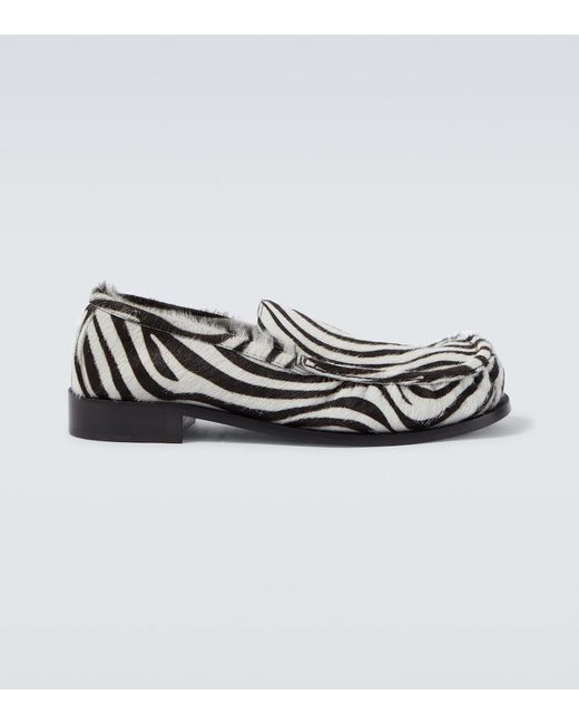 Dries Van Noten White Animal-Printed Calf Hair Loafers for men