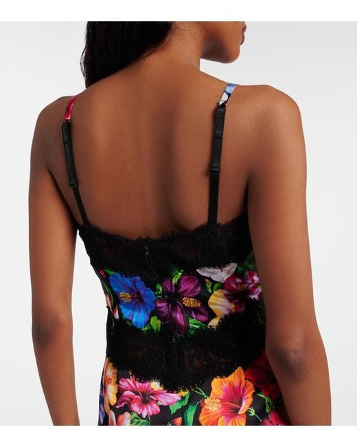 Dolce & Gabbana Blue Floral Silk And Cotton-Blend Minidress