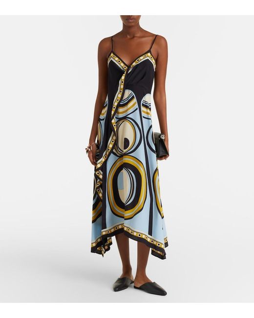 LaDoubleJ White Turn Around Silk Crepe De Chine Midi Dress
