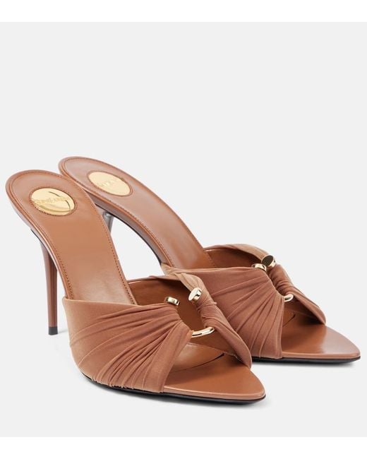 Saint Laurent Brown Lola 90 Draped Jersey Mules
