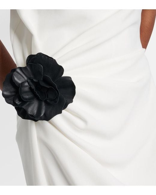 Proenza Schouler White Indria Floral-Applique Crepe Cocktail Dress
