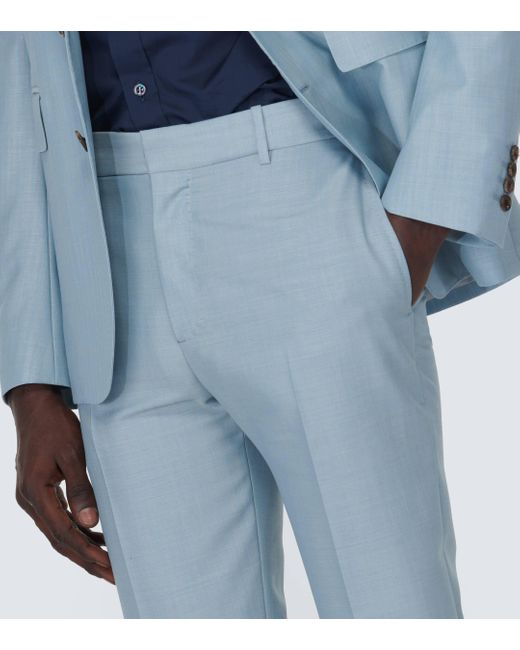 Alexander McQueen Blue Virgin Wool Suit Pants for men