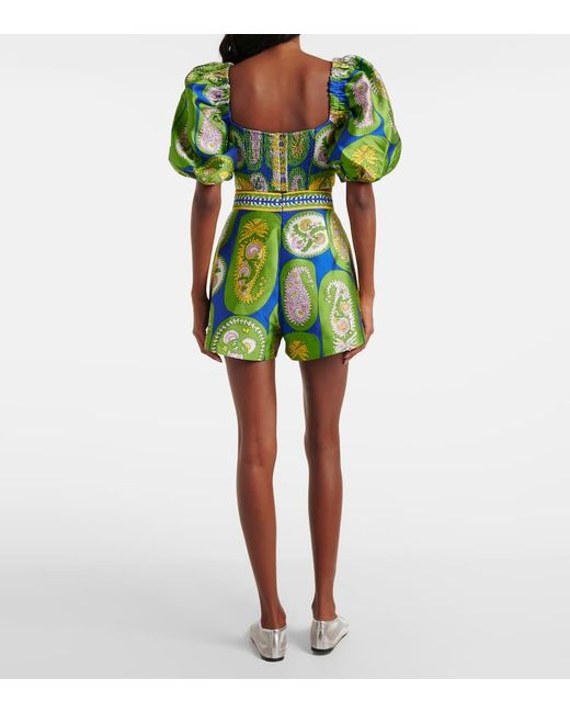 Shorts Plisados De Tiro Alto Estampados ALÉMAIS de color Green