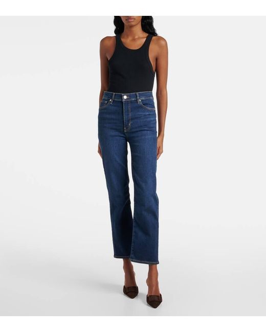 FRAME Blue Le Sleek High-Rise Straight Jeans