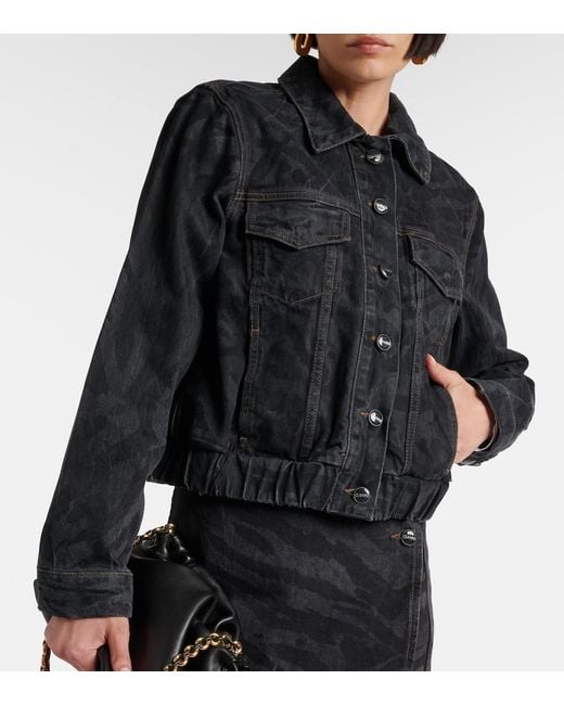 Ganni Black Printed Denim Jacket