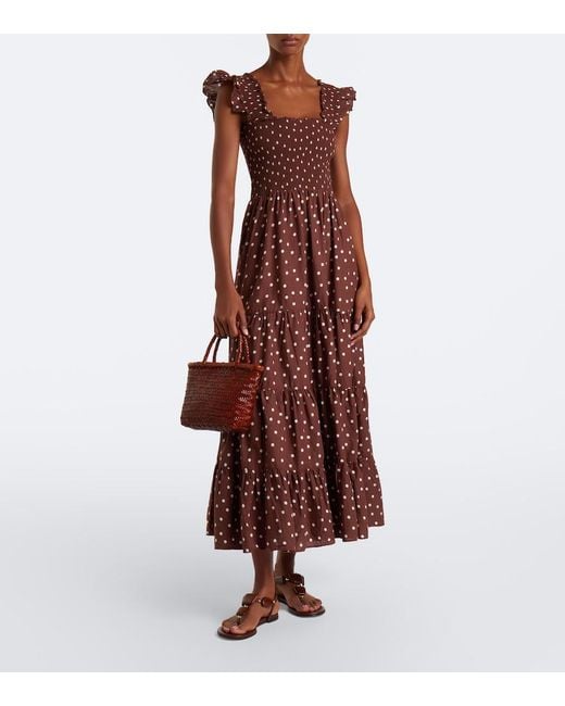 Rixo Purple Kendall Polka Dot Cotton Midi Dress