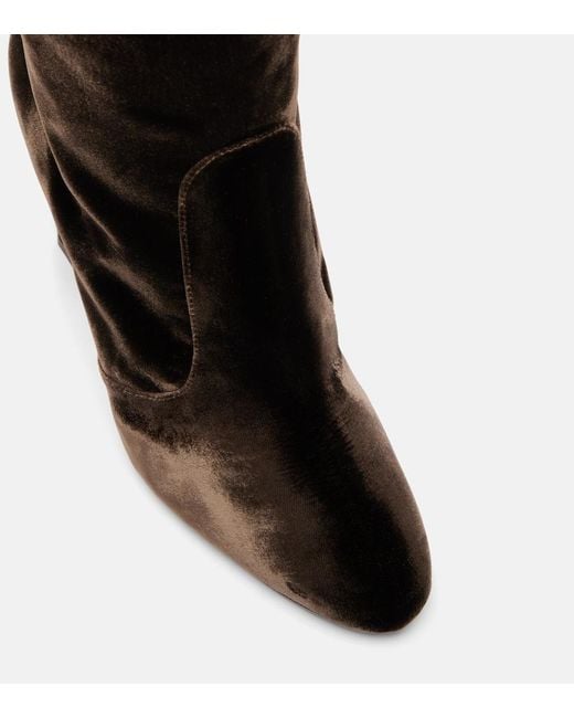 Aquazzura Black Joplin 105 Velvet Knee-High Boots