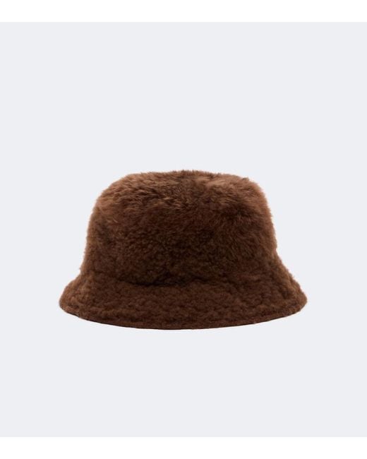 Brunello Cucinelli Brown Monili Shearling Bucket Hat