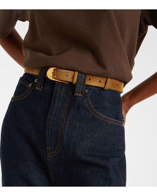 Khaite Brown Dome Suede Belt