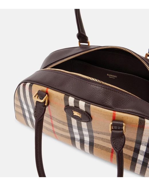 Burberry Black Highlands Checked Jacquard Tote Bag