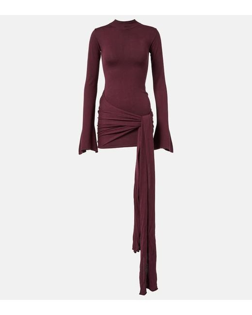 AYA MUSE Red Draped Silk-Blend Jersey Minidress