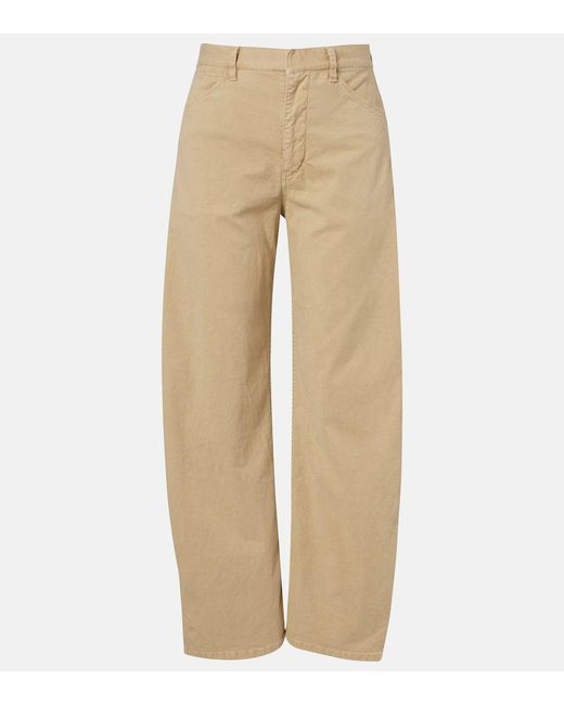 Nili Lotan Natural Tribeca Cotton Twill Barrel-Leg Pants