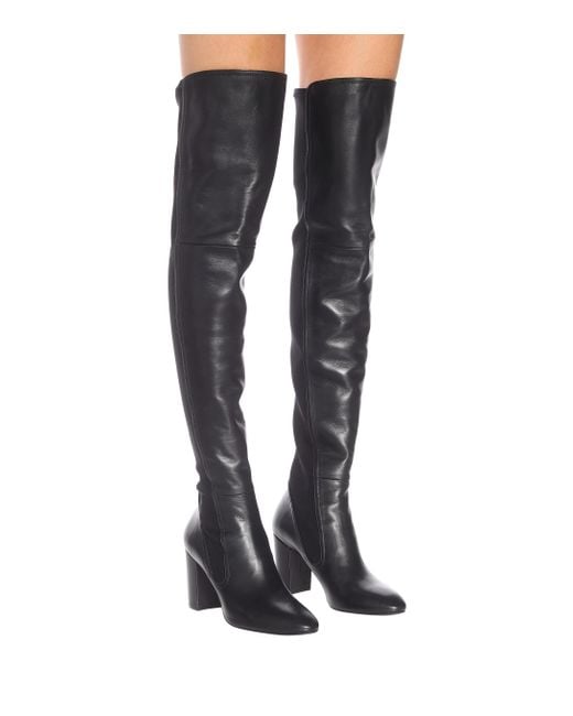 Stuart Weitzman Fleur Leather Over-the-knee Boots in Black - Lyst