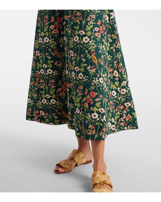 Vestido Midi Verano De Algodon Floral Agua Bendita de color Green