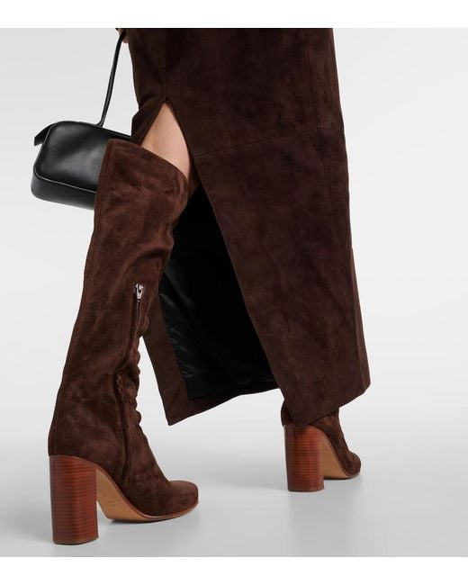 Khaite Brown Loxley Suede Pencil Skirt