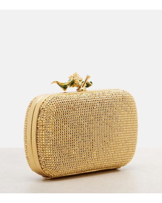 Bottega Veneta Metallic Knot Embellished Leather Clutch