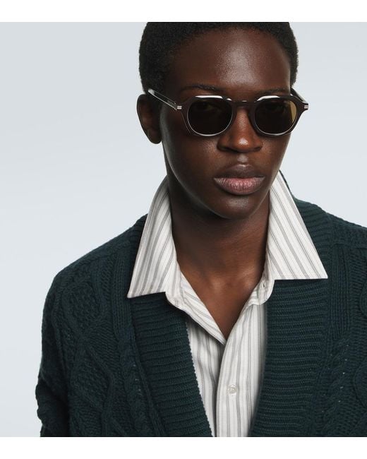 Zegna Brown Round Sunglasses for men