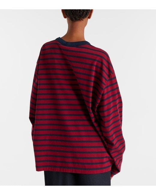 Prada Red Striped Cotton Jersey Top