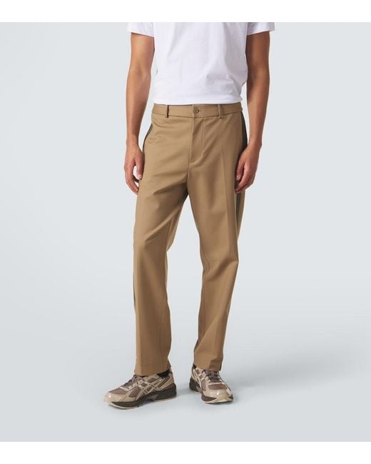 Moncler Natural Cotton-Blend Straight Pants for men